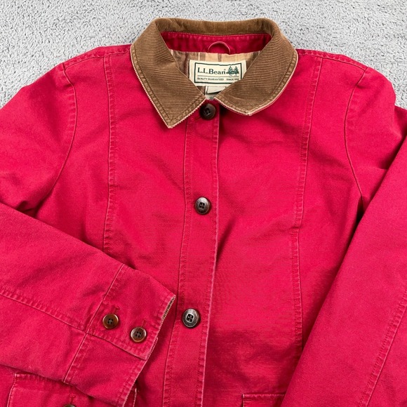 L.L. Bean Jackets & Blazers - LL Bean Jacket Womens Large Red Adirondack Barn Chore Field Coat Flannel Lined